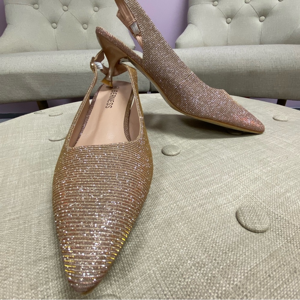Gold Berneses Kitten Heels